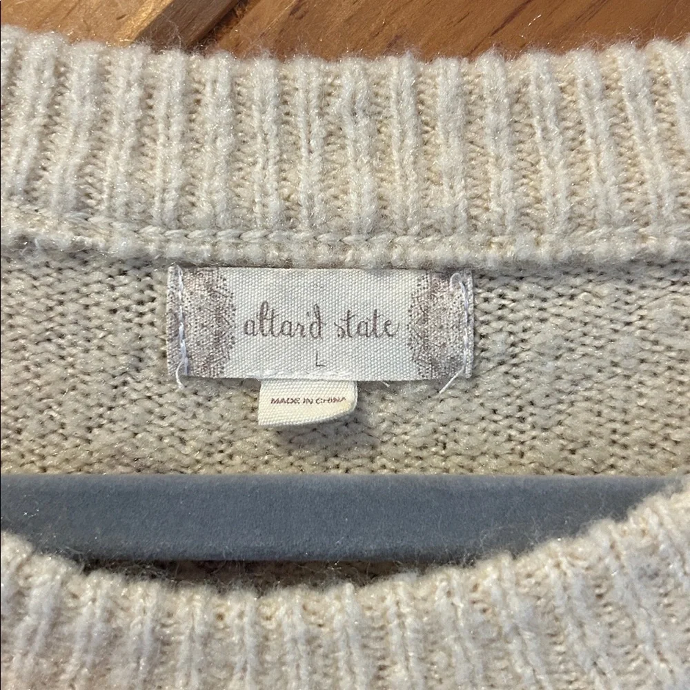 Altar’d State tan & maroon large floral puff sleeve sweater - Picture 4 of 5